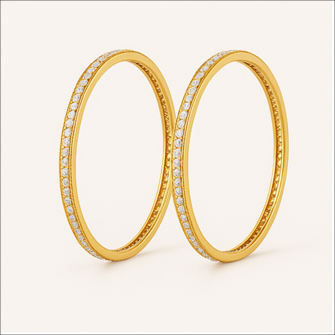 22KT Yellow Gold Diamond Bangles – Heritage Radiance Pair