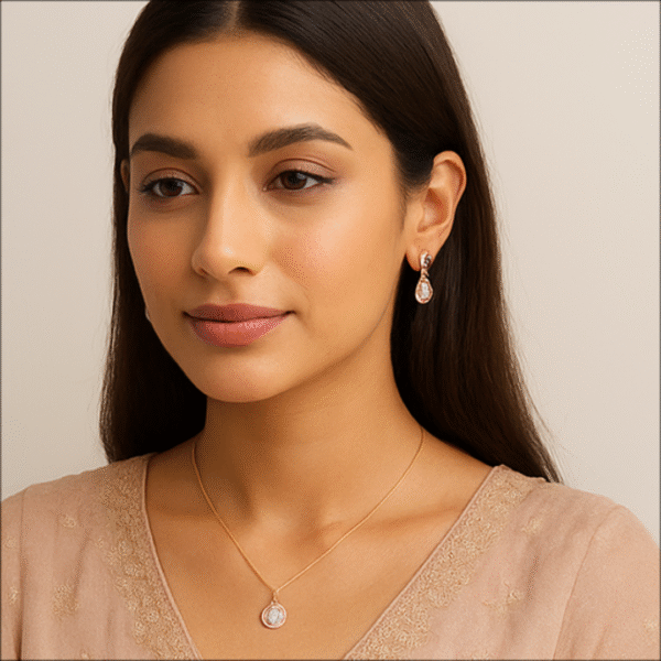 18KT Rose Gold Diamond Pendant Set – Blossom Bloom Collection - Image 2