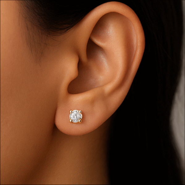 18KT Gold Diamond Stud Earrings – Noor Daily Luxe - Image 2