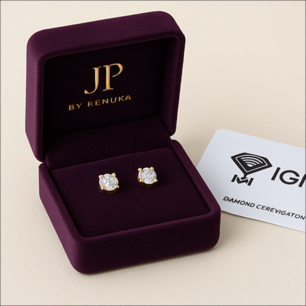 18KT Gold Diamond Stud Earrings – Noor Daily Luxe - Image 4