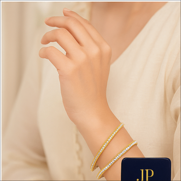 22KT Yellow Gold Diamond Bangles – Heritage Radiance Pair - Image 4