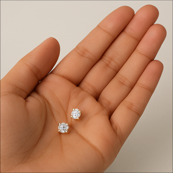 18KT Gold Diamond Stud Earrings – Noor Daily Luxe - Image 3