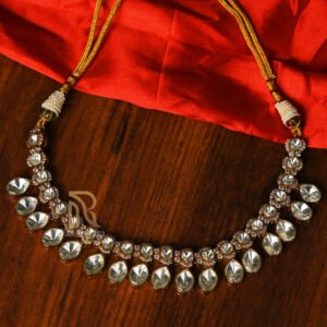 Royal Kundan Choker Necklace with Pear-Shaped Stones