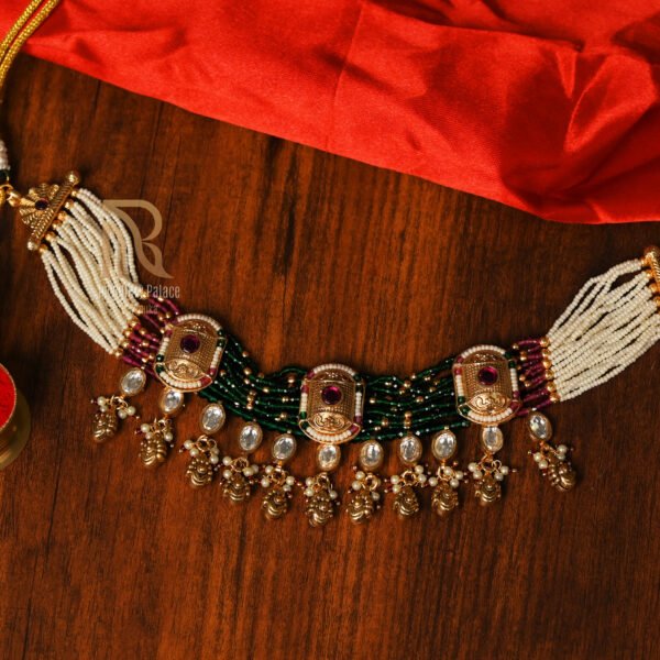 Temple Inspired Ruby & Beaded Choker Necklace
