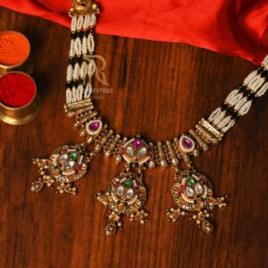 Royal Kundan & Beaded Temple Necklace