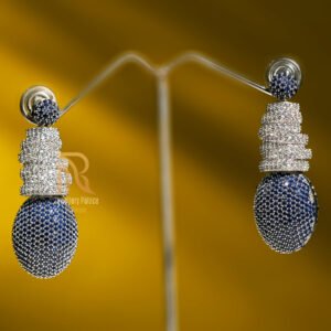 Midnight Blue Sapphire & Diamond Dome Earrings