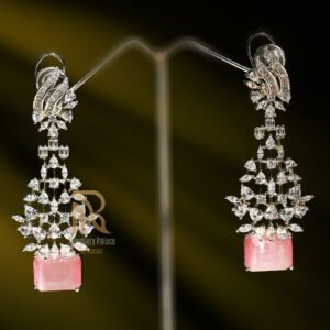 Pink Sapphire & Diamond Cascade Earrings