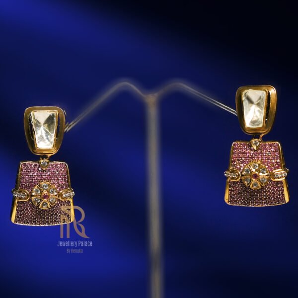 Royal Kundan & Ruby Pink Stone Earrings