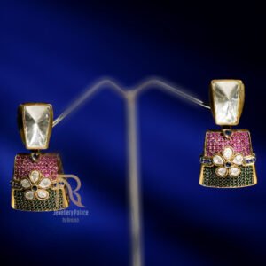 Floral Kundan & Dual-Tone Stone Earrings
