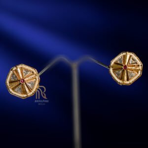 Royal Octagon Enamel Stud Earrings with Ruby Accent