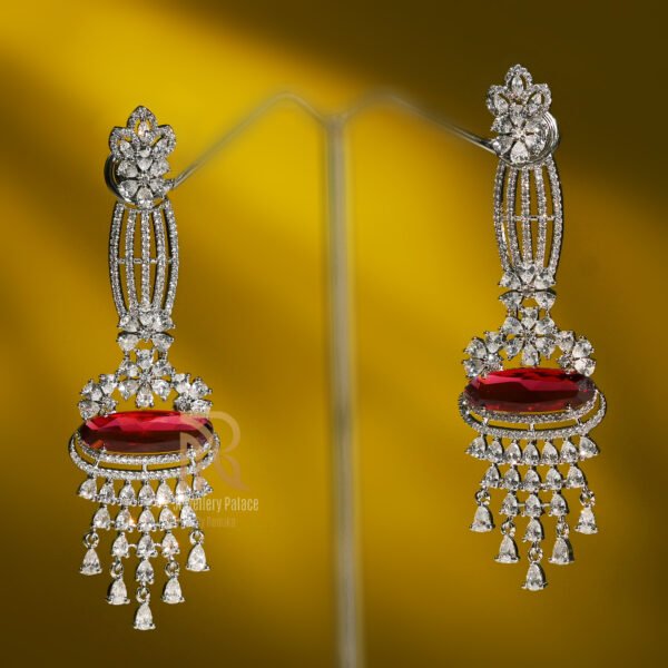 Ruby Elegance Diamond Chandelier Earrings