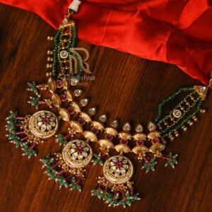 Antique Meenakari Kundan Necklace with Ruby & Emerald Beads