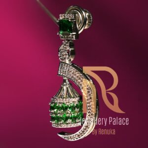 Emerald & Diamond Crescent Drop Earrings