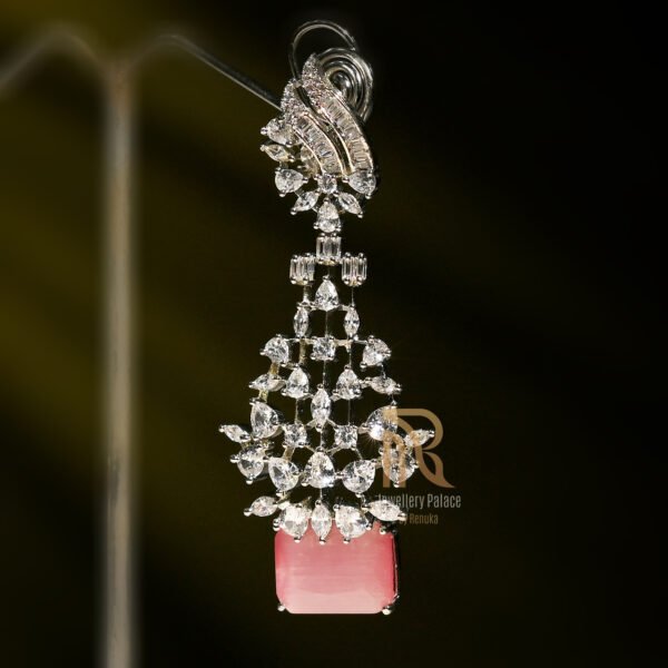 Pink Sapphire & Diamond Cascade Earrings - Image 4