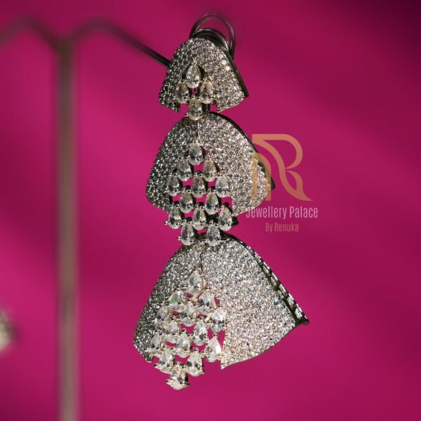 Cascading Diamond Fan Earrings - Image 3