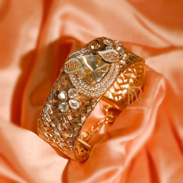 Golden Radiance Kundan Diamond Bracelet - Image 4