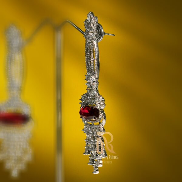 Ruby Elegance Diamond Chandelier Earrings - Image 2