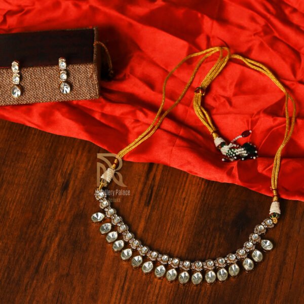 Royal Kundan Choker Necklace with Pear-Shaped Stones - Image 2
