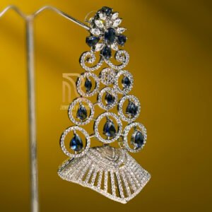 Royal Blue Sapphire & Diamond Cascade Earrings