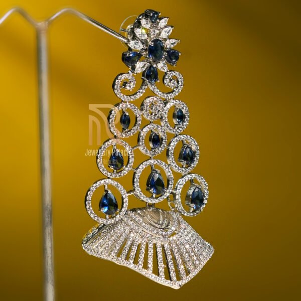 Royal Blue Sapphire & Diamond Cascade Earrings