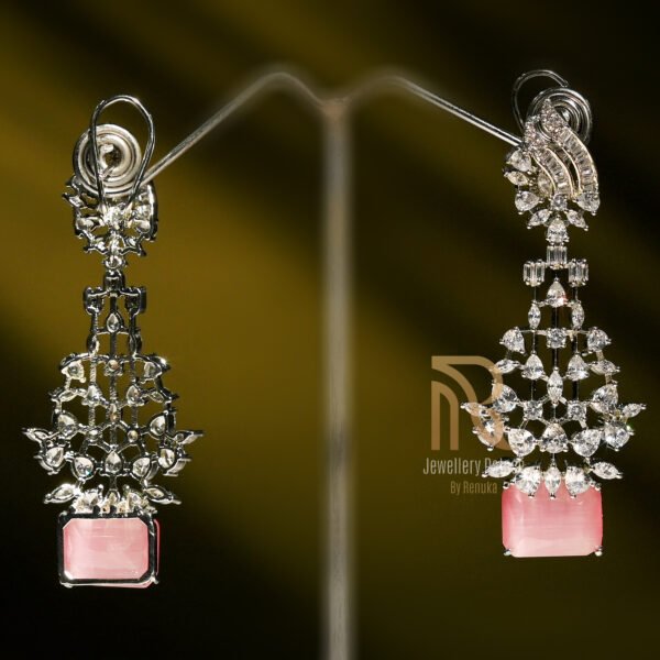 Pink Sapphire & Diamond Cascade Earrings - Image 3