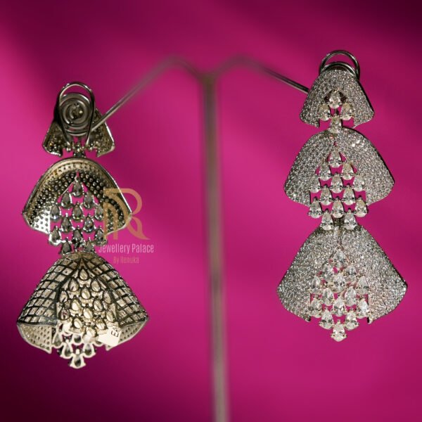 Cascading Diamond Fan Earrings - Image 4