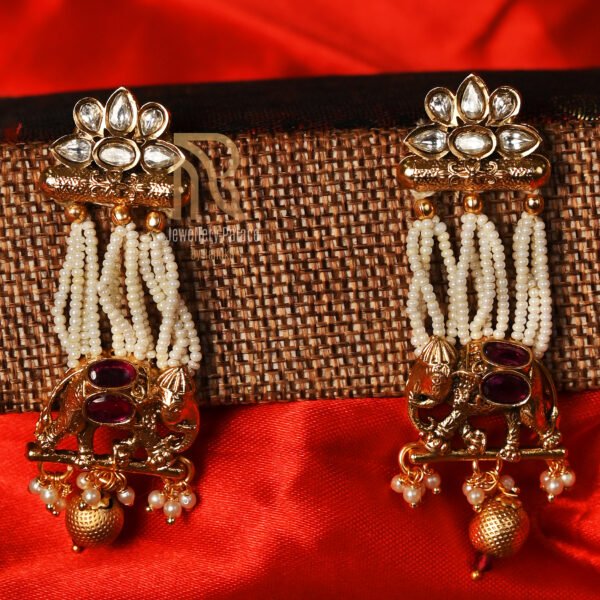 Antique Pearl Strand Necklace with Enamel Pendant & Earrings - Image 2
