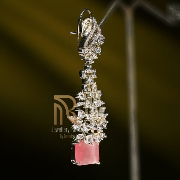 Pink Sapphire & Diamond Cascade Earrings - Image 2