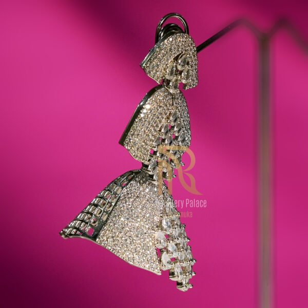 Cascading Diamond Fan Earrings - Image 2
