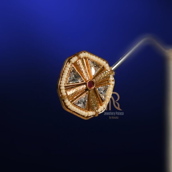 Royal Octagon Enamel Stud Earrings with Ruby Accent - Image 2