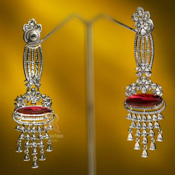 Ruby Elegance Diamond Chandelier Earrings - Image 3